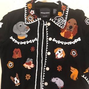 Michael Simon Women’s Vintage Black Dog Cardigan